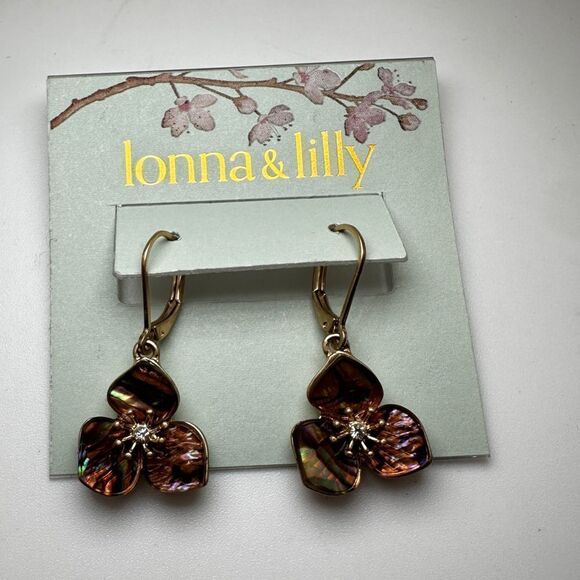 NWT Lonna & Lilly Mother of Pearl and Gold tone dangle earrings! - Picture 9 of 10